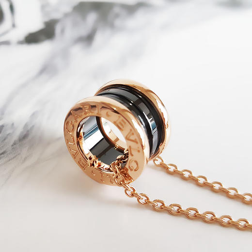 【95新】BVLGARI宝格丽B.zero1系列346083玫瑰金黑陶瓷弹簧项链 链长约45cm中性款050326AK05 商品图4