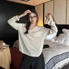 佐姿莎 亚麻针织高级感V领慵懒上衣 V领设计修饰脖颈线条 宽松廓形 遮肉显瘦不挑人 异色纱结纹理 细腻层次感 商品缩略图7