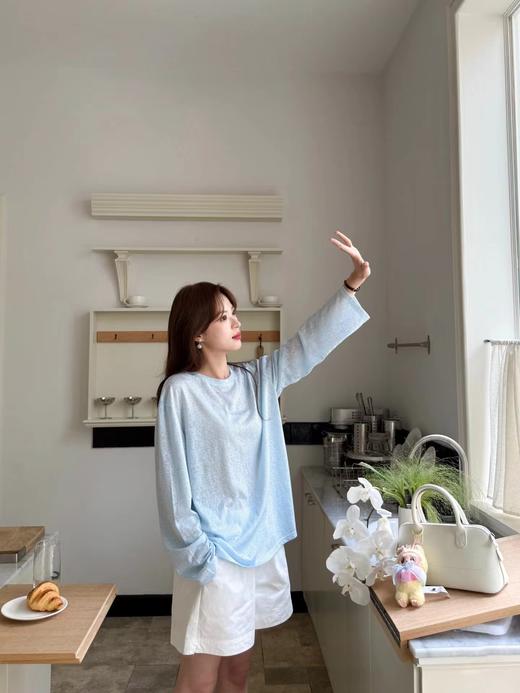 F031883夏日氧气薄荷蓝~ 新款法式莱赛尔天丝面膜t长袖上衣 商品图14