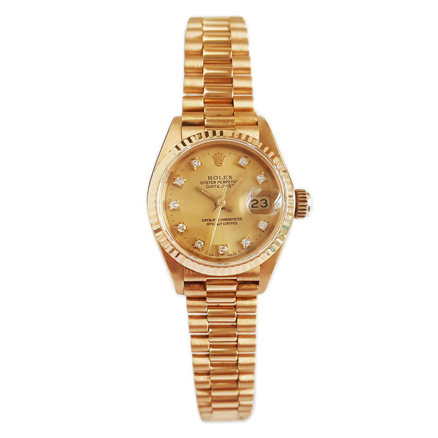 【95新】ROLEX 劳力士69198天文台认证自动机械机芯日期显示26MM（女款）日志型系列18K黄金010326TJ03