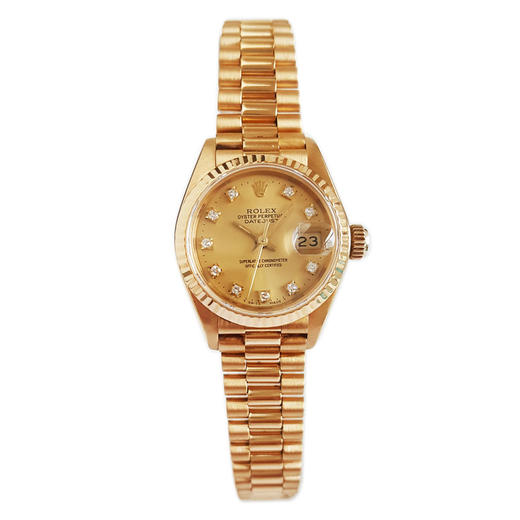 【95新】ROLEX 劳力士69198天文台认证自动机械机芯日期显示26MM（女款）日志型系列18K黄金010326TJ03 商品图0