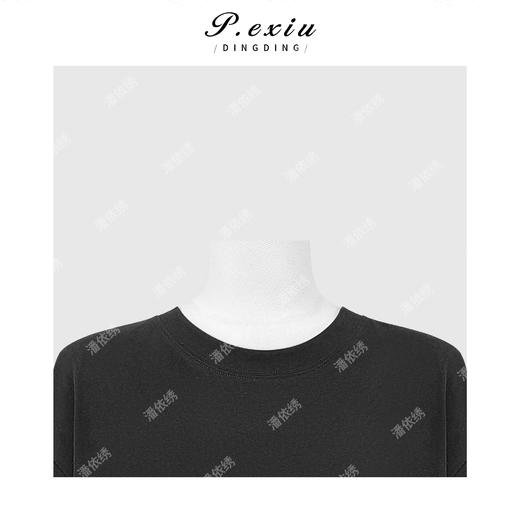PanYiXiu/潘依绣极简主义简约百搭宽松阔版侧开叉圆领长袖T恤 W-63852 商品图2