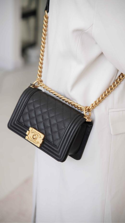 香奈儿 Leboy小球纹 单肩斜挎包 黑金小/中号 商品图1