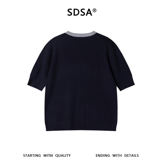 M197SDSA男装2026新款高贵轻奢时尚简约撞色拼接立领短袖T恤百搭休闲 商品图4