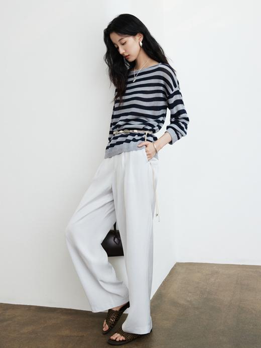 和纸羊毛混纺条纹套头毛衫FCG1WST087 商品图9