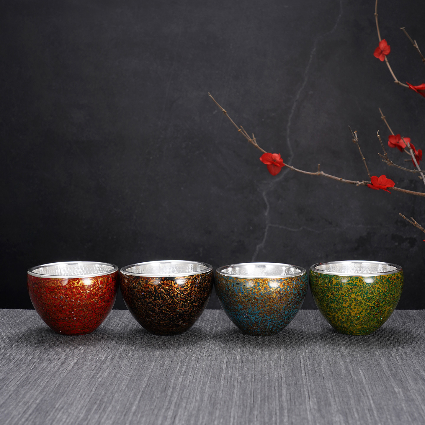 子佩集【波澜妙趣】S999银摆件【CHABEI0001058】茶具品茗杯锤纹原创作品2509