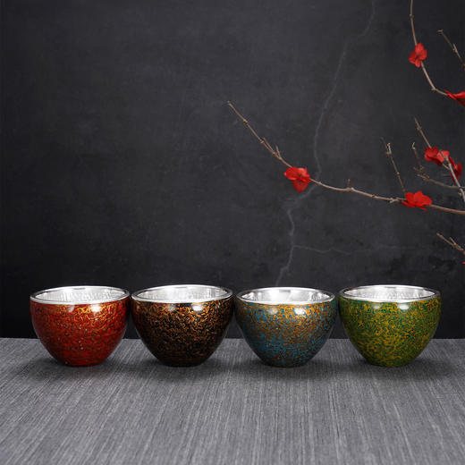 子佩集【波澜妙趣】S999银摆件【CHABEI0001058】茶具品茗杯锤纹原创作品2509 商品图0