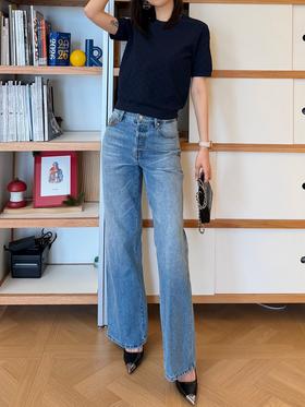 古驰 26春夏重磅上线🆕 藏蓝色字母提花针织短袖