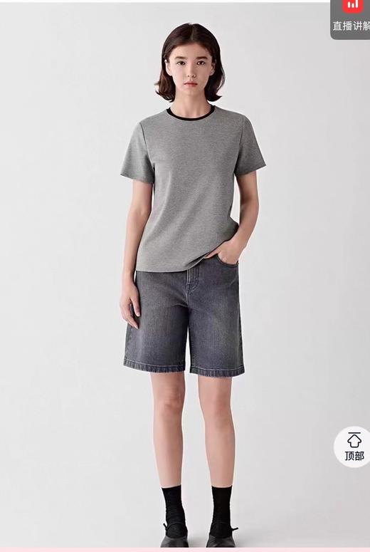F0318113女装2026春季新款棉针织布T恤撞色圆领休闲短袖 商品图4