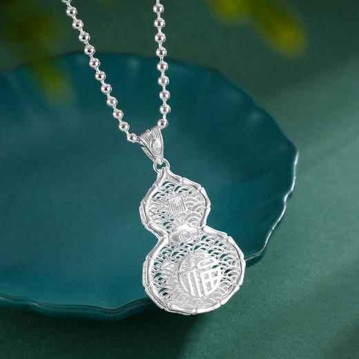 子佩集S990银【竹福熊宝】套链项链【DSDZ011】纯银原创作品熊猫葫芦花丝珐琅彩2509 商品图1