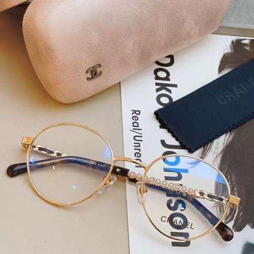 CHANEL香奈儿 镶嵌设计 珍珠 椭圆形 光学镜架 男女同款情侣款 商品图4