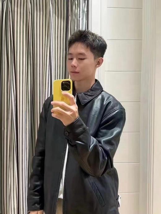 F031846春季新款简约大气纯色拉链翻领长袖皮衣单夹克外套 商品图10