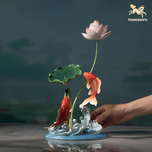铜师傅《莲年有余》中式铜鱼莲花摆件 家居创意装饰乔迁新居礼物 商品图4