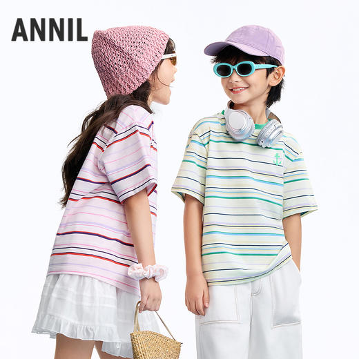 男女童圆领短袖针织衫夏季新款安奈儿童装EM621634 商品图1