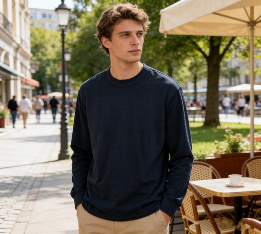 【经典高圆领 必备外穿卫衣】SCHIESSER 德国舒雅男士100%棉200G 中厚圆领打底外穿卫衣39/26182U 商品图1