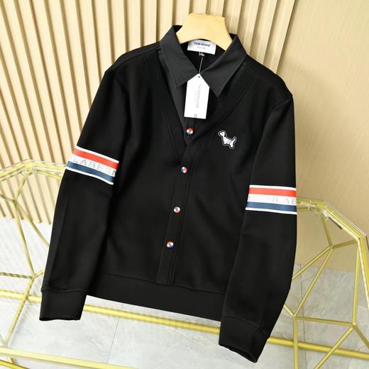 F031866冬季假两件加厚胸前小狗织带红白蓝套头卫衣 商品图5