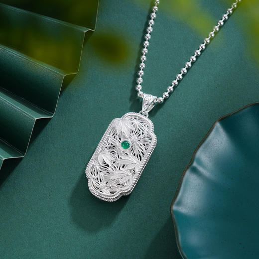 子佩集S990银【枫生水起】大号套链项链【DSDZ010】纯银花丝绿玉髓大师工坊原创作品枫叶2509 商品图5