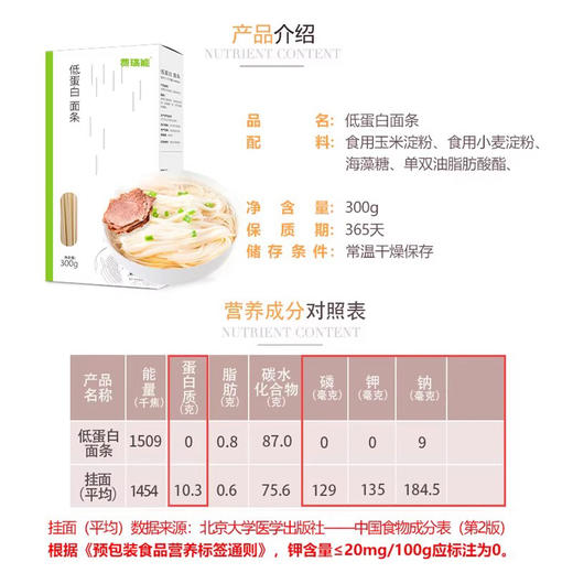 费瑞能 低蛋白细面条挂面盒装300g 商品图1