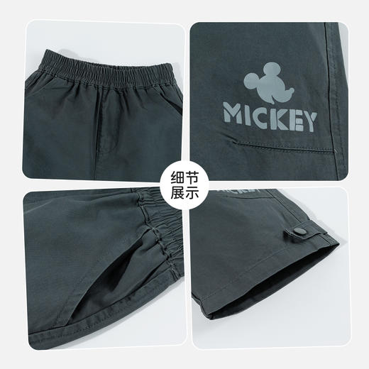 迪士尼男童夏日碳灰七分裤短裤梭织七分裤XD2EK001 商品图5