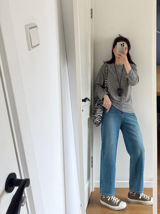 版型封神-- 巨显腿直四面弹法棍九分牛仔裤【包邮+三天无理由退换】 商品图6