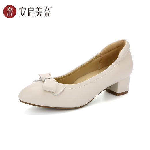 【焕新季】【预售15天】ARCH CONTACT安启美奈蝴蝶结粗跟浅口百搭通勤不累脚女单鞋53121 商品图1