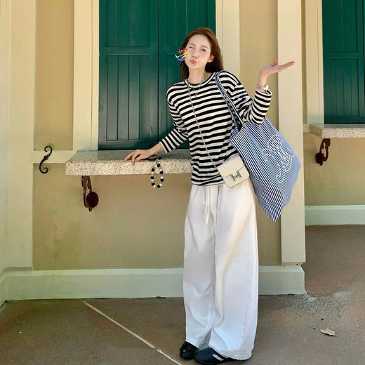 Beau Muse斜纹弯刀阔腿裤，百搭弯刀阔腿长裤，六片式立体剪裁，遮肉显瘦一绝 商品图0