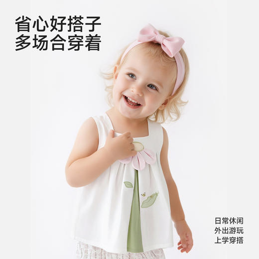 英氏儿童套装夏季女童背心裤子透气纯棉碎花短裤小宝宝衣服外出 商品图4