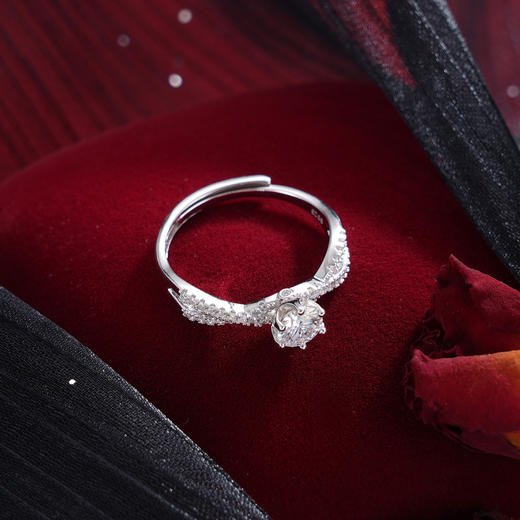 子佩集【陷入热恋】S925银戒指【JL071130】时尚交叉锆石青丝缠绕交织2509 商品图1