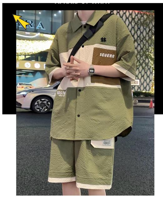 F031826立领复古国风短袖套装休闲纯色棉麻亚麻两件套夏季爆款定制印花工艺T恤 商品图2