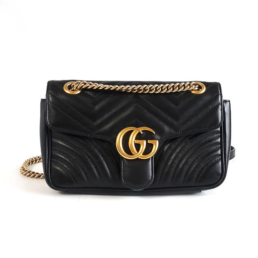 【95新】Gucci古驰Marmont系列443497黑金马蒙26链条包单肩斜挎包女士160326AK21 商品图0