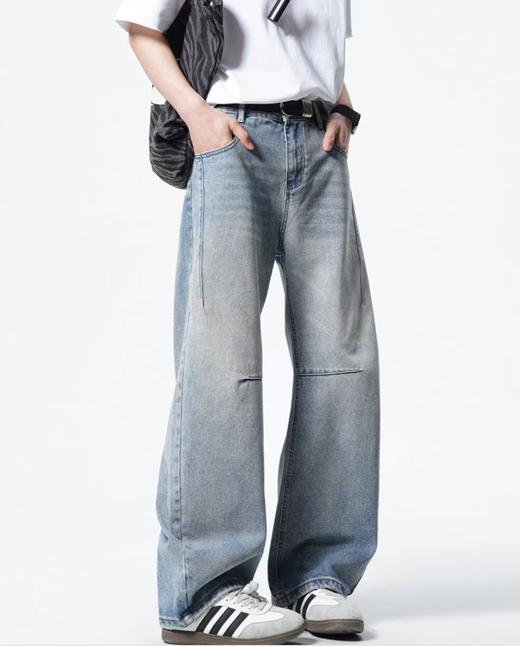 F031852春季新款时尚通勤百搭显瘦情侣款直筒牛仔裤 商品图5