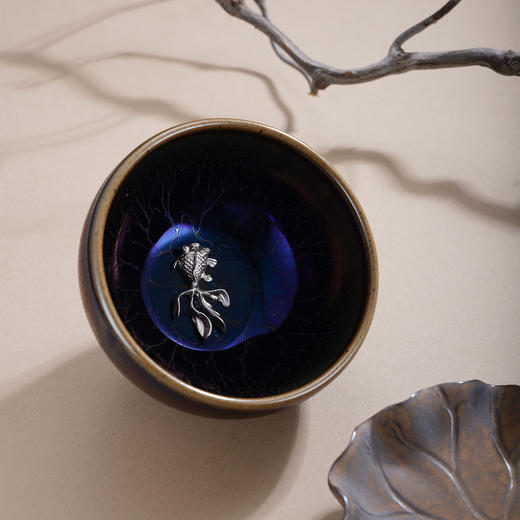 子佩集【福海鱼莲】S990银摆件【YSYCJ006】茶具品茗杯茶杯原创作品蓝色花丝莲花金鱼2509 商品图9