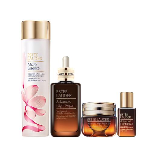 春日特惠【礼盒礼袋】雅诗兰黛小棕瓶樱花四件套礼盒（小棕瓶精华100ml+樱花原生液200ml+第五代小棕瓶眼霜15ml+小棕瓶精华15ml）香港直邮C 商品图1