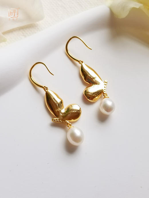 珐琅彩·蝶恋花 珍珠925银镀金项链 | 珐琅彩.蝶恋花 珍珠925银镀金耳饰 商品图8