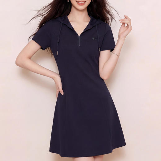 奢姿大码女装2026夏季拉链时尚休闲卫衣连衣裙胖妹妹抽绳连帽裙子9962892286 商品图2