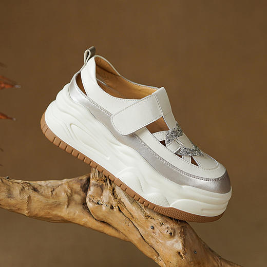 【预售7天】厚底增高编织镂空透气休闲鞋魔术贴单鞋MLD&A229 商品图4