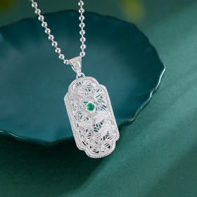 子佩集S990银【枫生水起】大号套链项链【DSDZ010】纯银花丝绿玉髓大师工坊原创作品枫叶2509