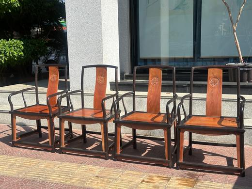 红桥红  家具严选  缅甸花梨（大果紫檀）【紫光檀 宝蕴楼扇形 南官帽椅 】 商品图1