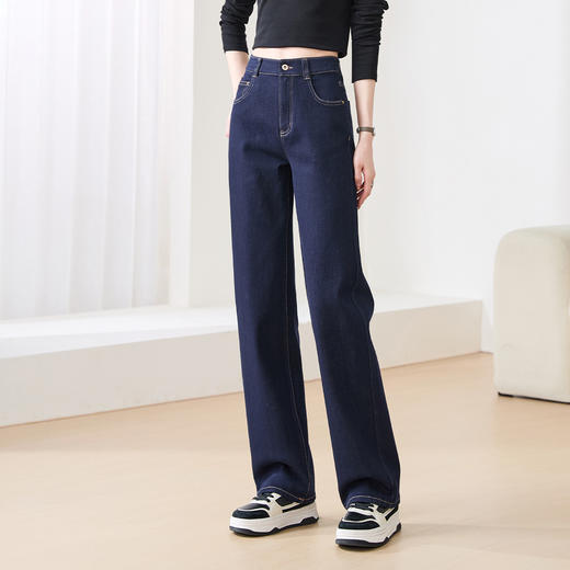 【弹力！显瘦！窄版直筒裤】逸阳春新品不易褪色四面弹宽松直筒阔腿牛仔裤5626VB1 商品图5