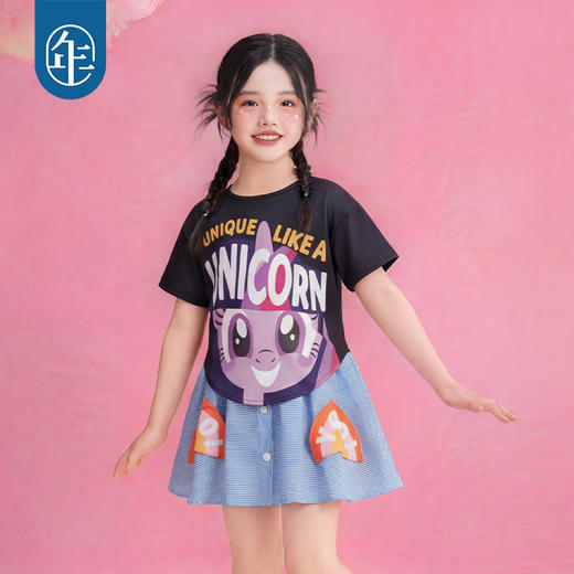 小马宝莉联名年衣童装T恤儿童夏季新款女孩公主可爱卡通短袖上衣 商品图1