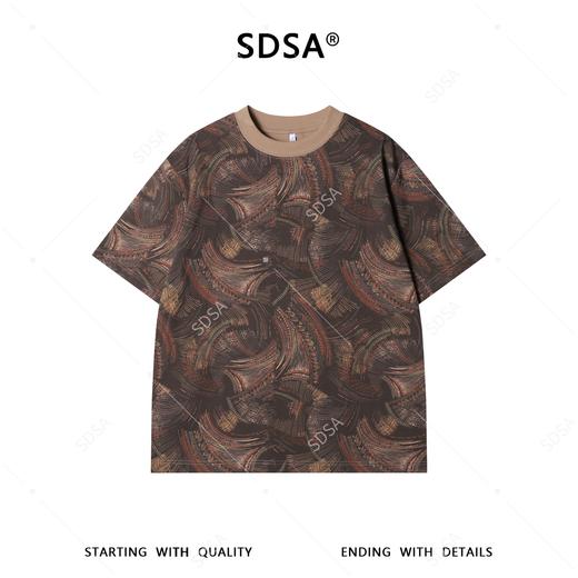 26T192SDSA男装2026新款高贵美式复古象线条满印短袖T恤百搭圆领上衣 商品图4