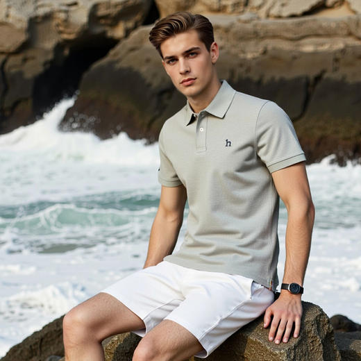 棉+莱赛尔面料舒适透气夏季男士短袖polo衫休闲翻领T恤   XLM-CM8687151 商品图0