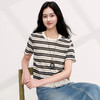 三彩2026夏季新款休闲圆领T恤撞色条纹短袖套头衫流苏短款上衣M 商品缩略图1
