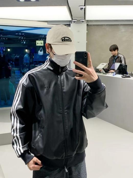 F0318109韩版仿皮立领美式复古三道杠学院风皮衣夹克外套 商品图14