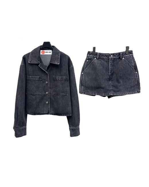 女款棉牛仔外套裙裤套装he002 商品图0