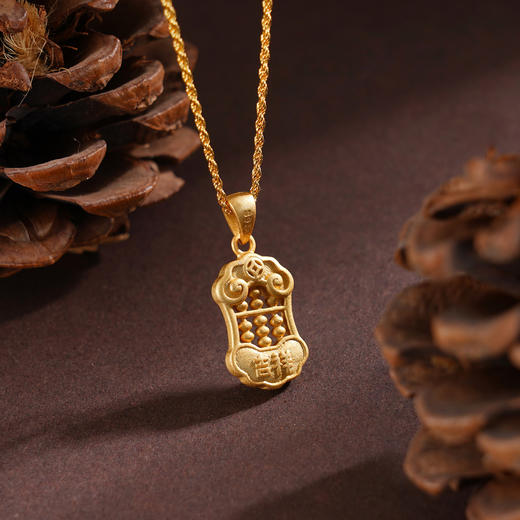 子佩集S925【如意算盘】套链项链【DZ04985】纯银古法银镀金和田玉2509 商品图3