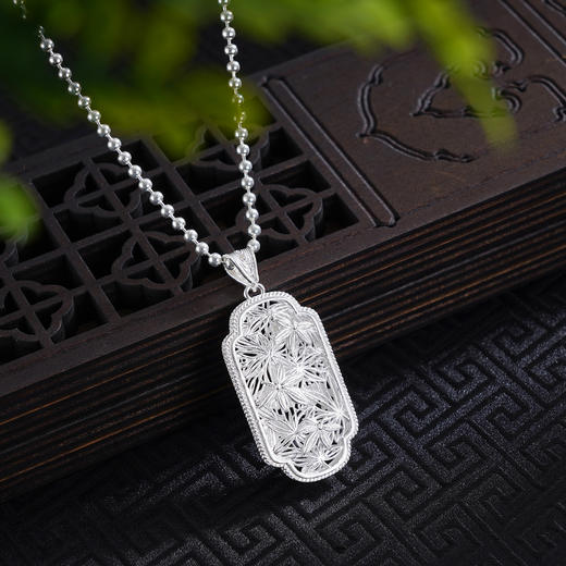 子佩集S990银【枫生水起】大号套链项链【DSDZ010】纯银花丝绿玉髓大师工坊原创作品枫叶2509 商品图3