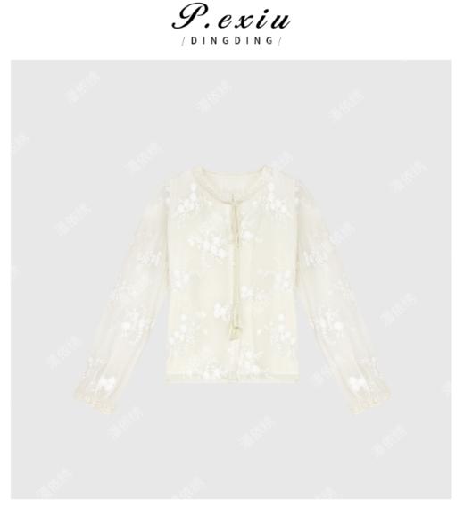 03-4潘依绣丁丁宠粉新中式拼接蕾丝勾花精致气质衬衫 Q1269 商品图0