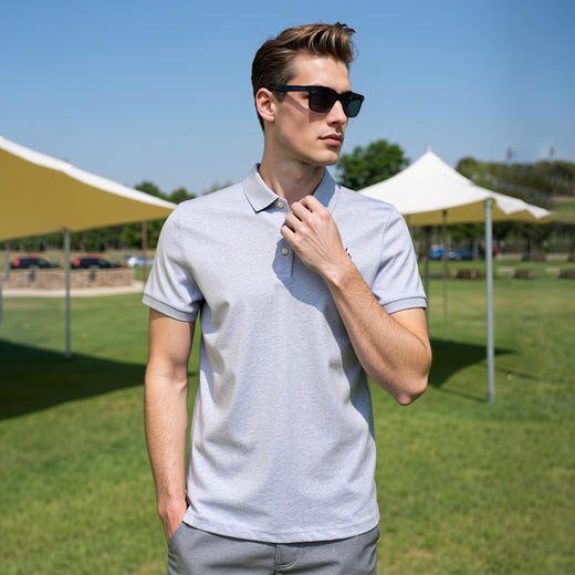 男士休闲POLO衫商务通勤短袖纯色100%纯棉上衣   XLM-CM8687152 商品图4