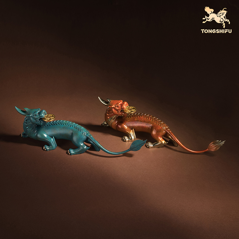 铜师傅《貔貅回首 一切都有》招财客厅铜貔貅摆件 办公室装饰品